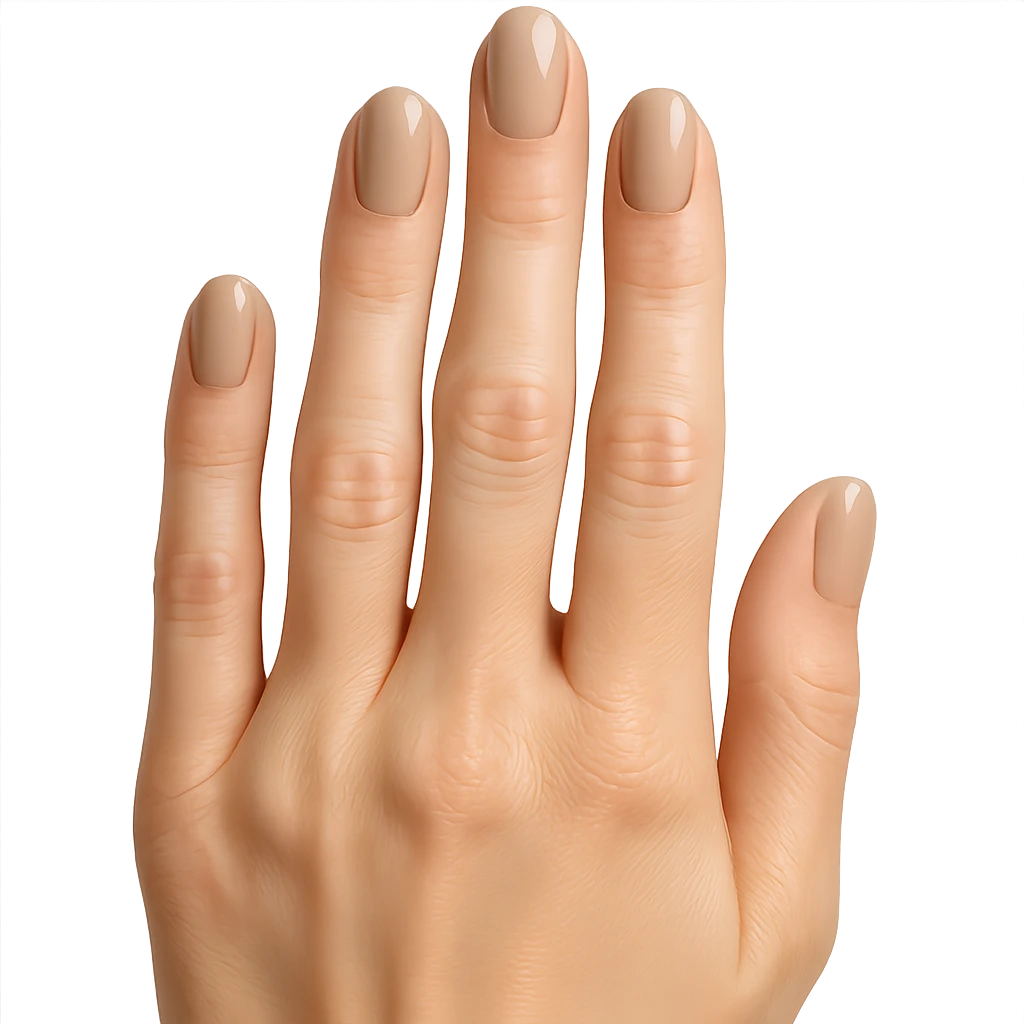 beautiful realistic female hand with five fingers and beige manicure, general style emoji