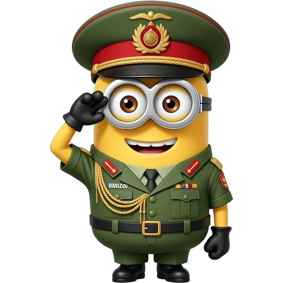 minion in army general uniform saluting text aOT emoji
