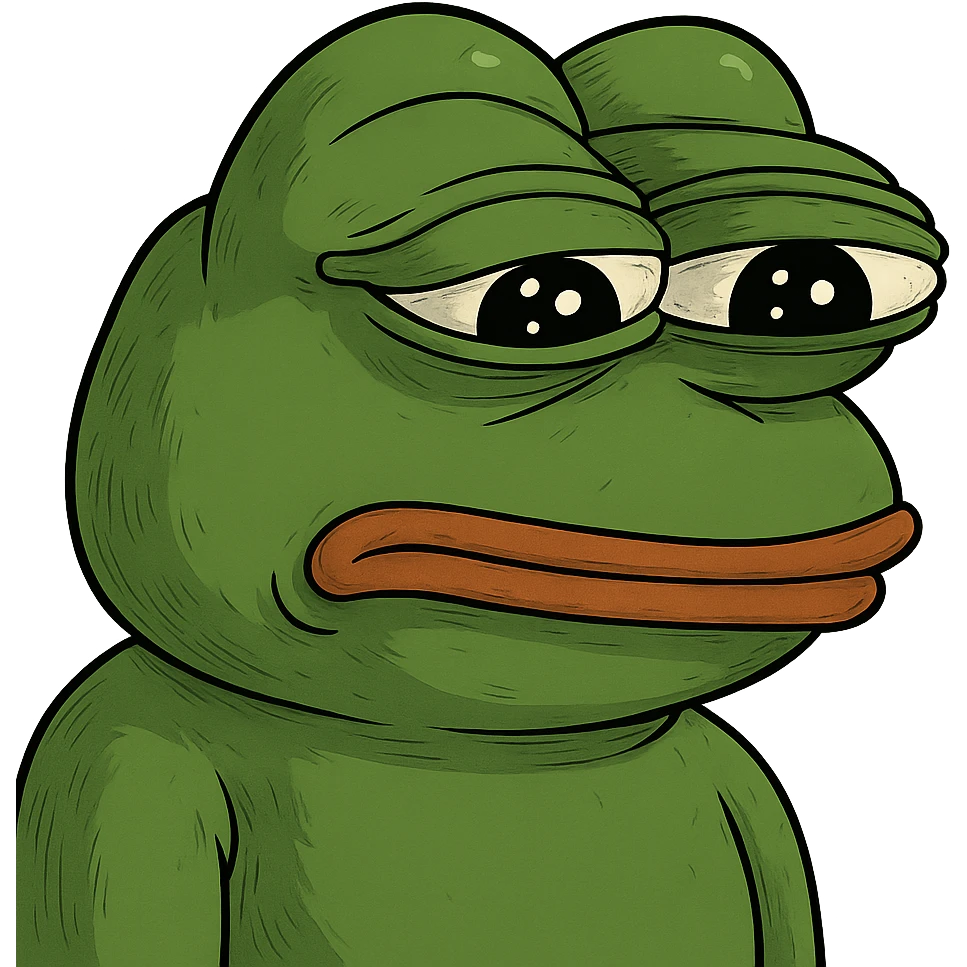 pepe the frog with a disappointed expression emoji