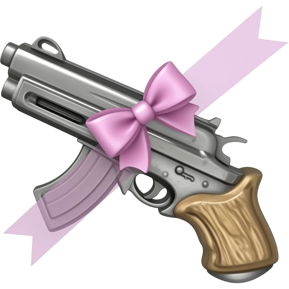 Silah üstünde" küçük "pembe kurdele emoji