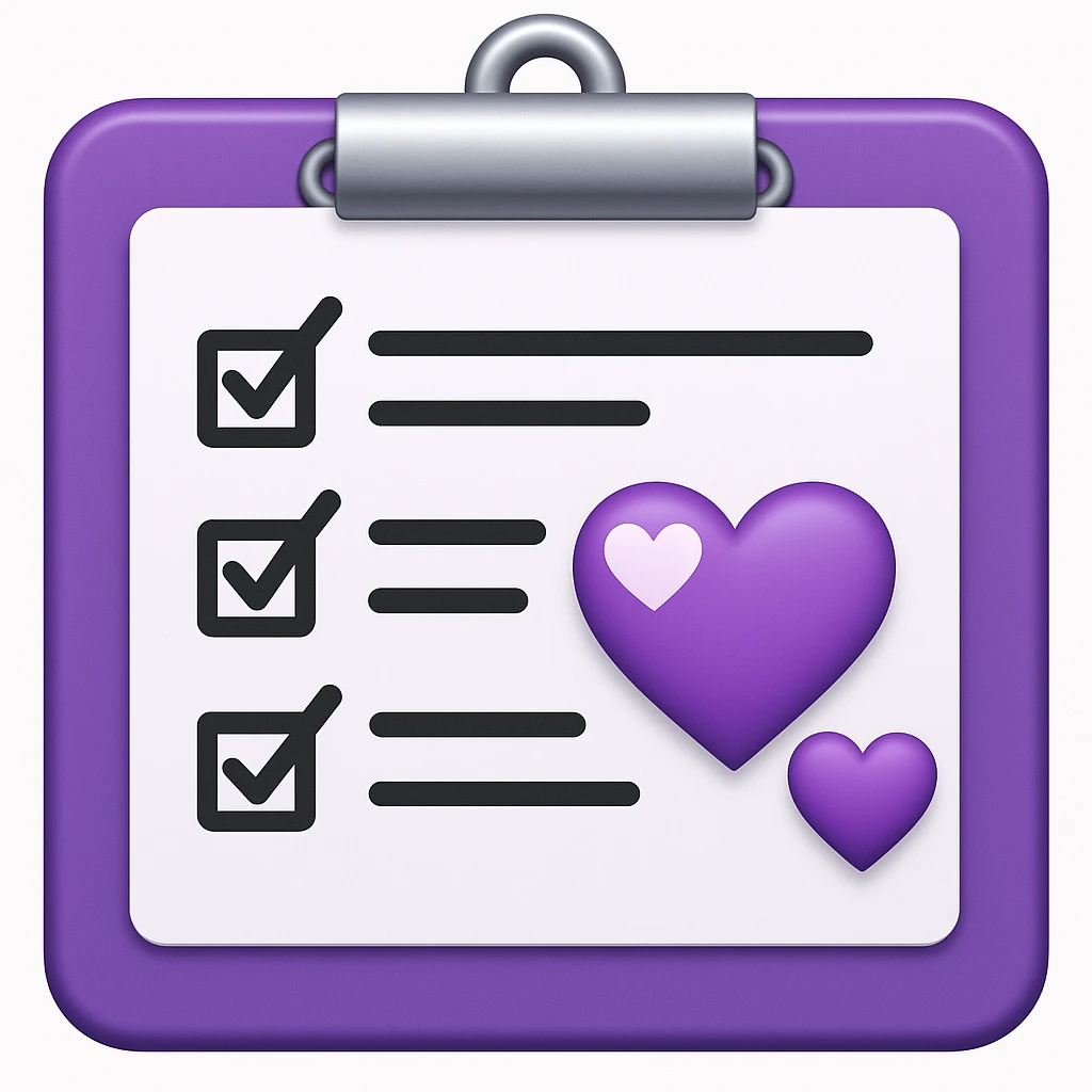 checklist purple heart emoji  emoji