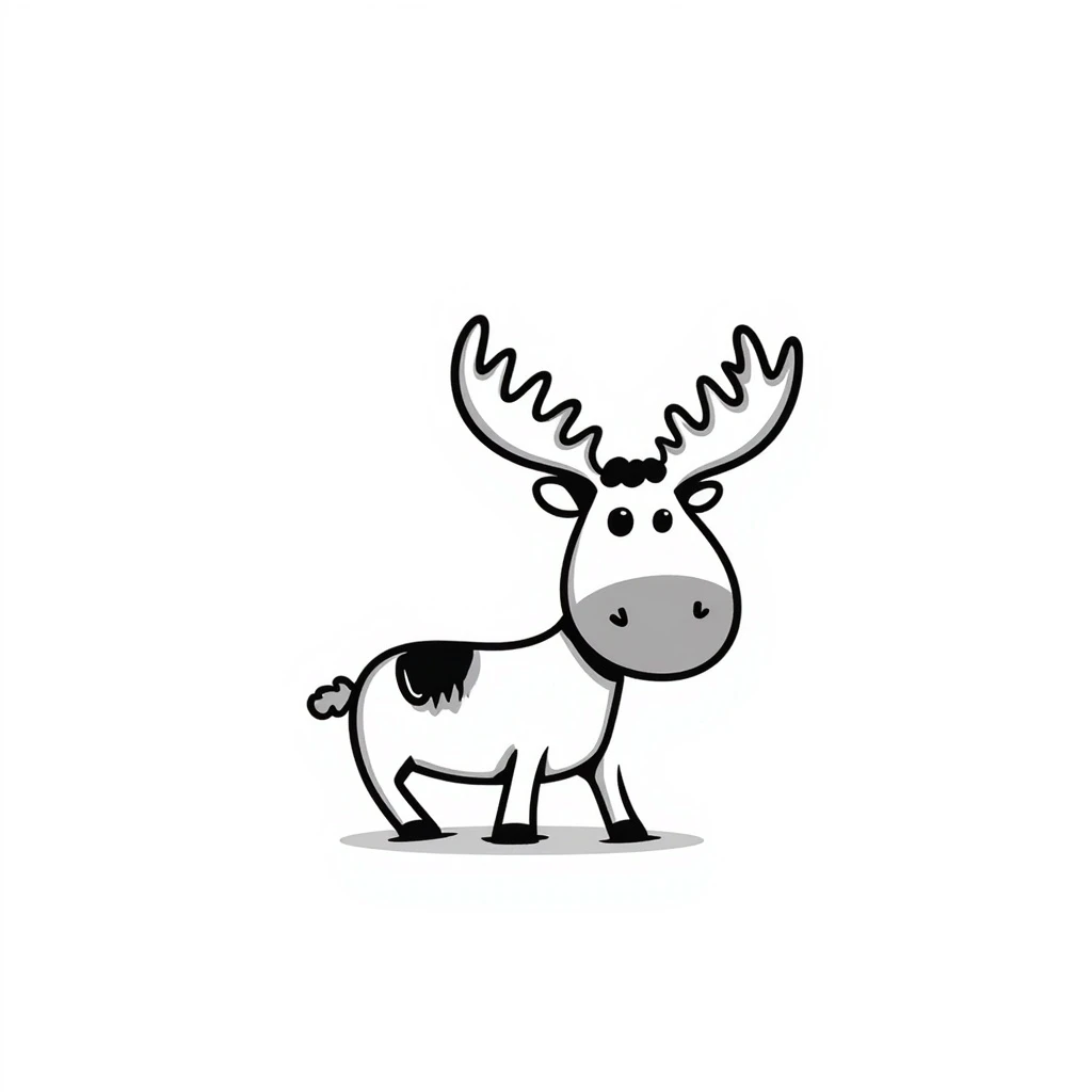 Hand drawn doodle style moose emoji