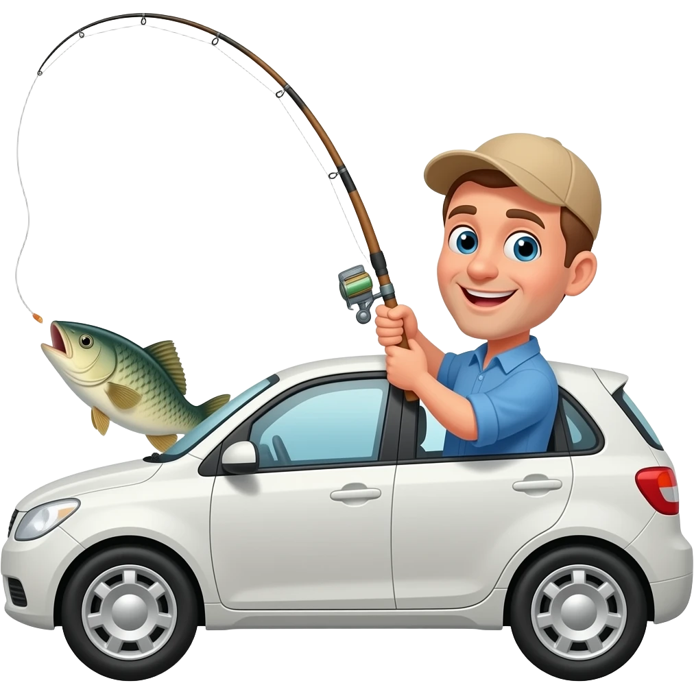 a guy fishing out his car window emoji