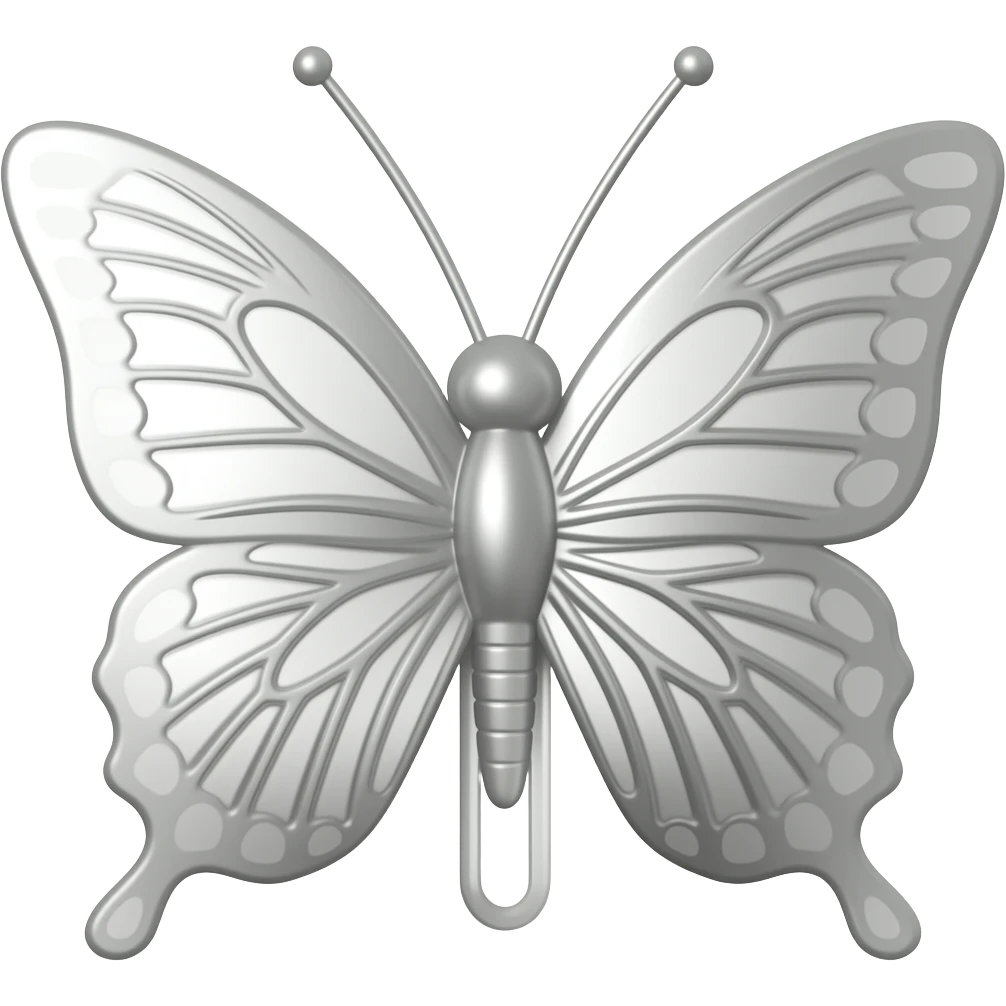 Side view of a silver butterfly hairclip emoji
