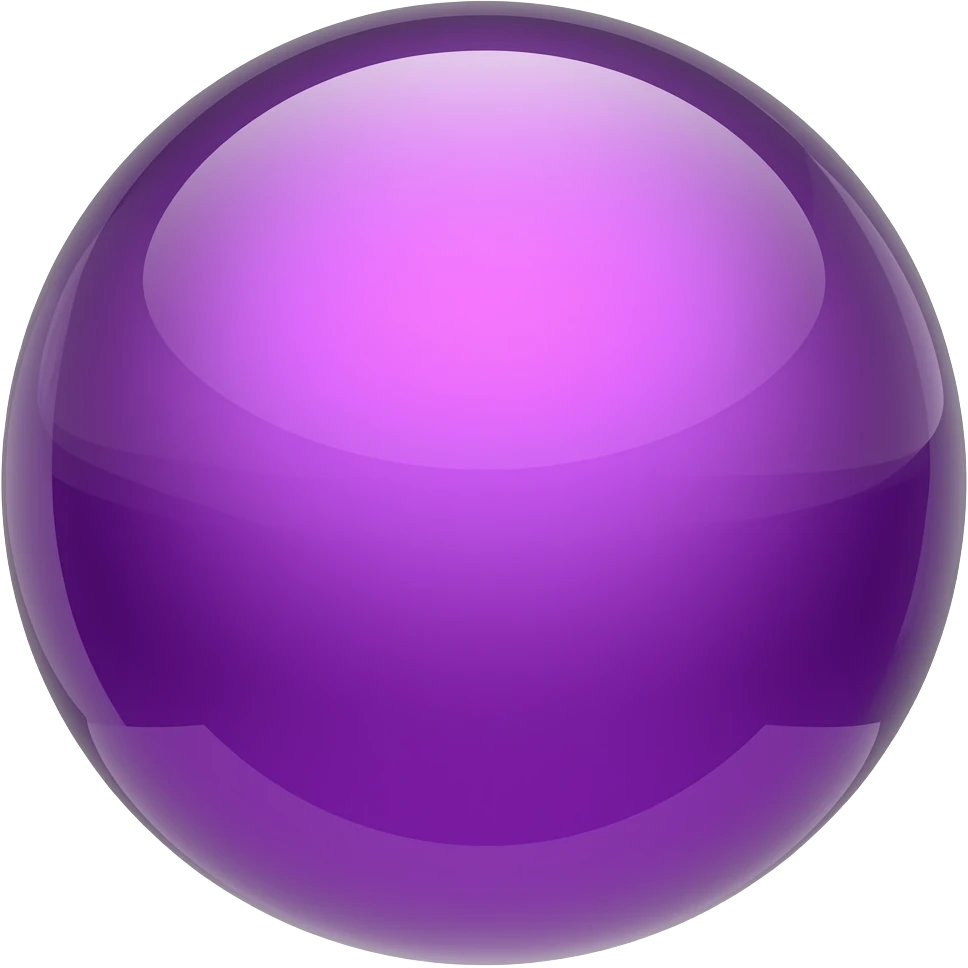 a 3D purple shiny reflective sphere emoji
