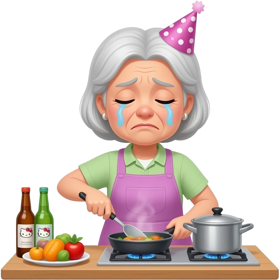 a lady completely drained after cooking for a clan of old ladies in a kitty party emoji