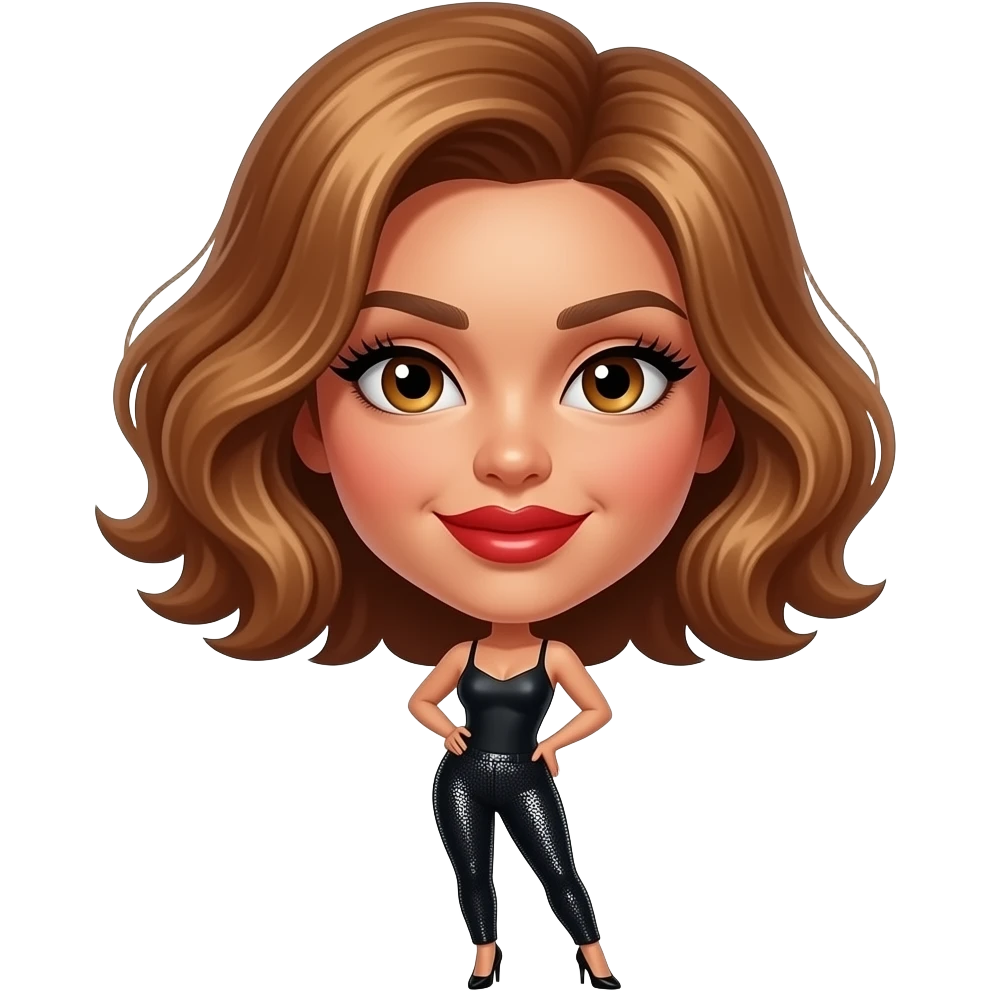 glamours,-tanned,-very-beautiful-woman-with-big-plump-red-lips,-long-long-lashes,-honey-silky-very short- hair,-wavy-hair,-hazel-eyes- wearing-black-bodysuit-and-black-sequinned-pants-black-stilettos-shrugging-waist-up emoji