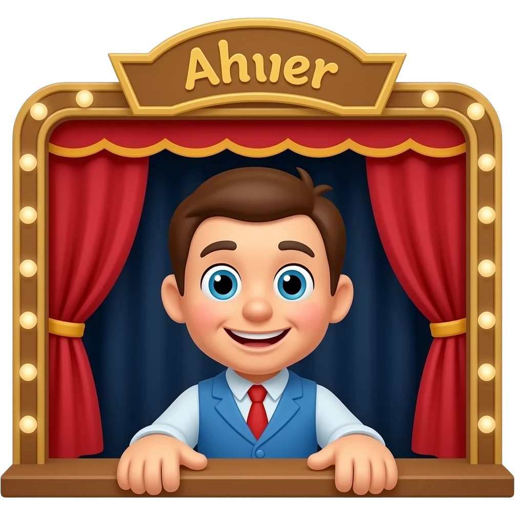 Kasperle puppet in small puppet theater emoji emoji
