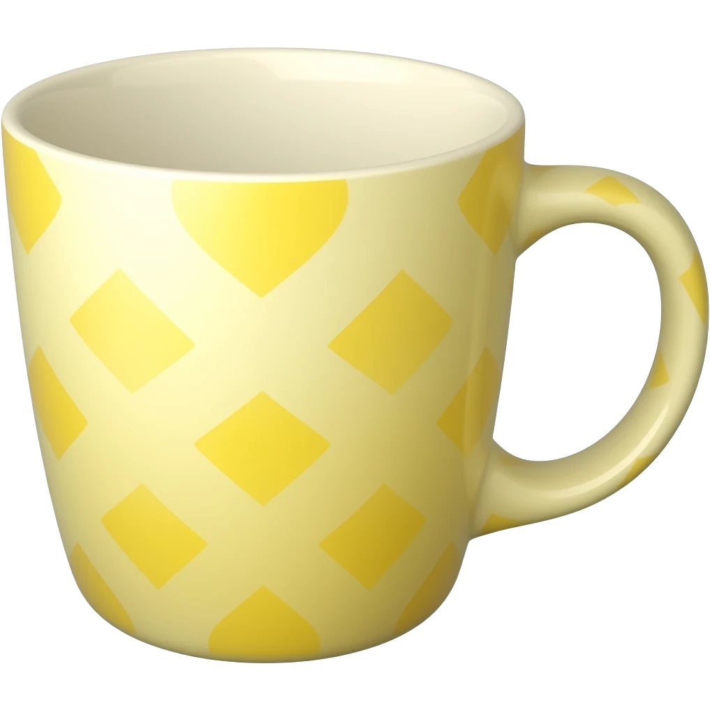 A simply beautiful whimsical Cottagecore light yellow patterned cup, isolated emoji