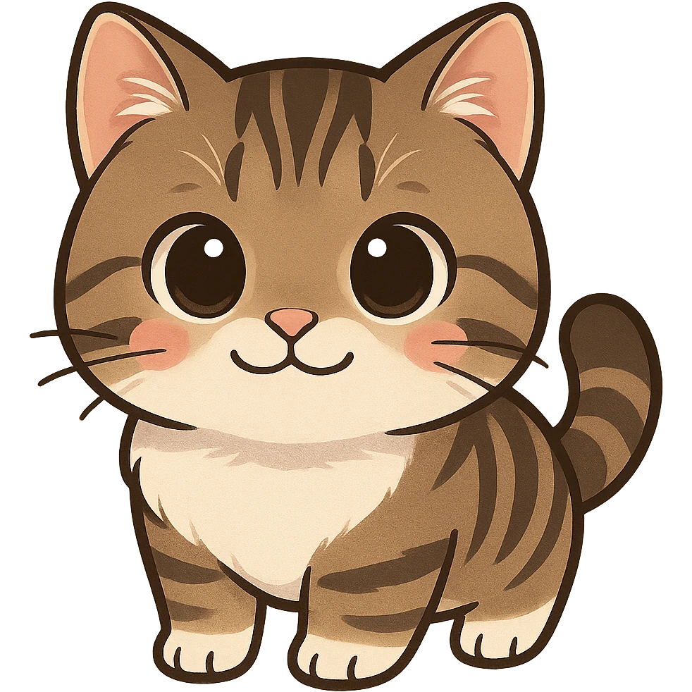 A tabby cat, used as a WhatsApp expression, cute, cute, no background, only the cat emoji