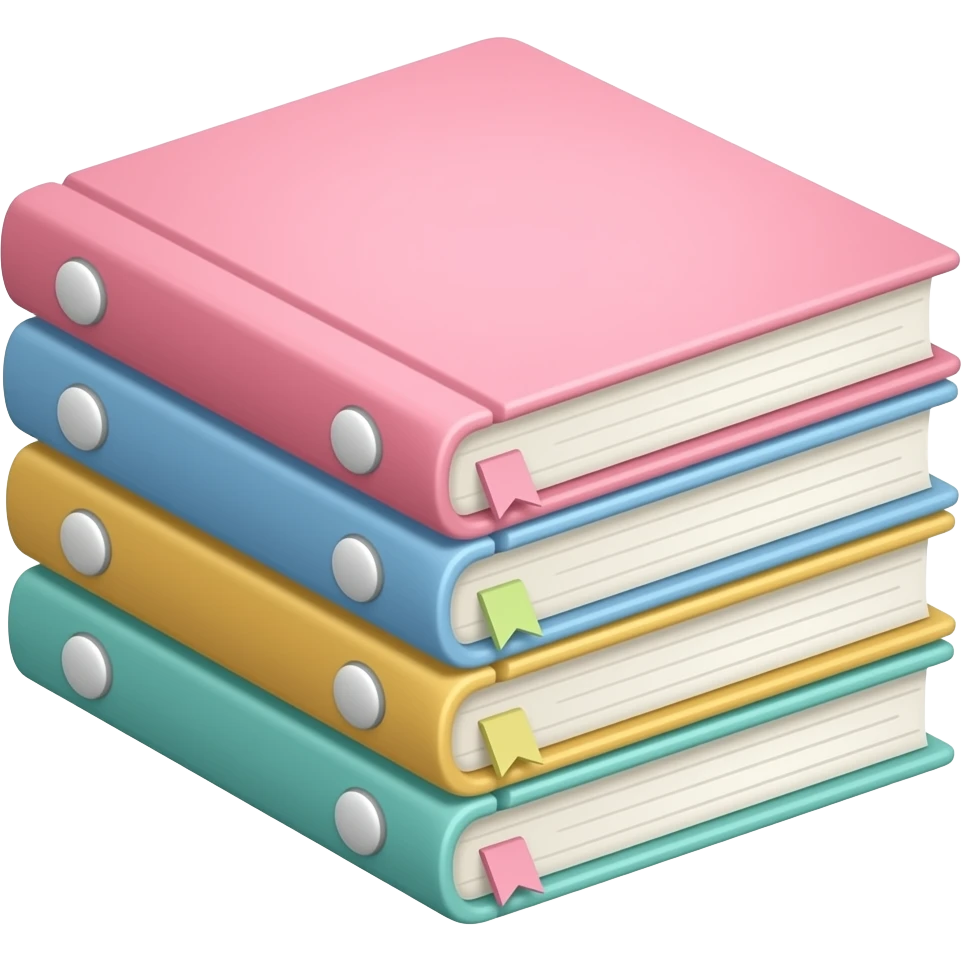 cute stack of notebooks pastel colors emoji