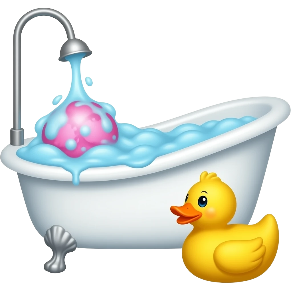 Bath tub with bath bomb and rubber duck emoji emoji