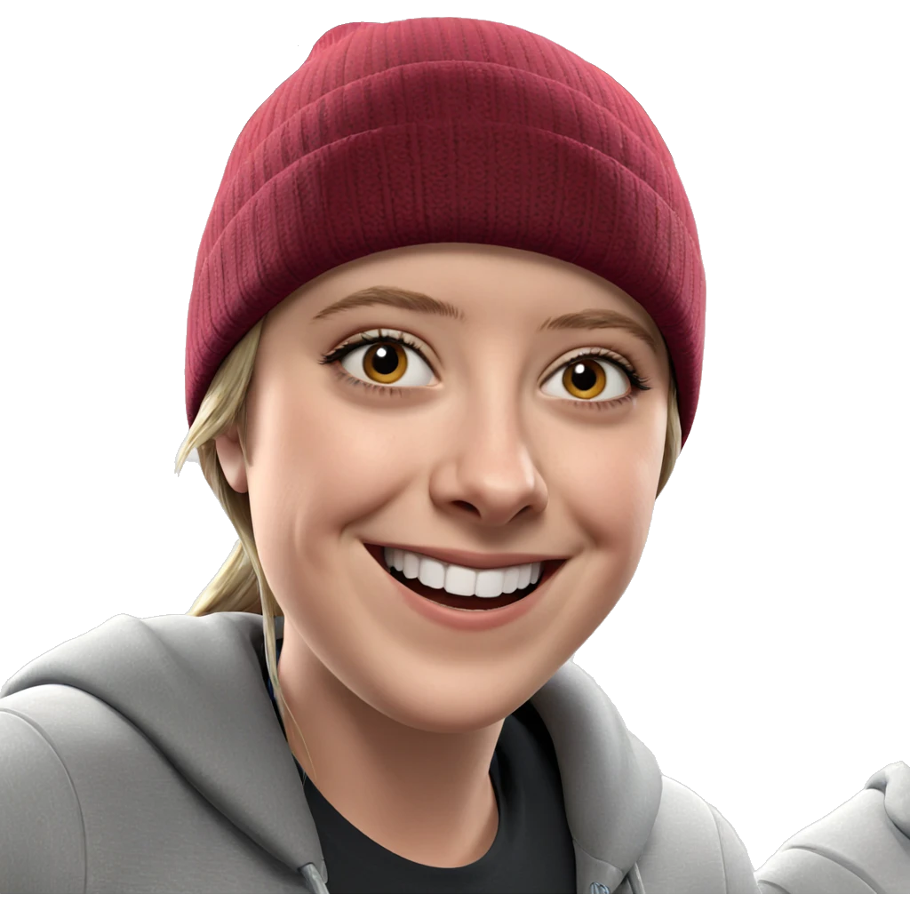 smiling girl in beanie portrait emoji
