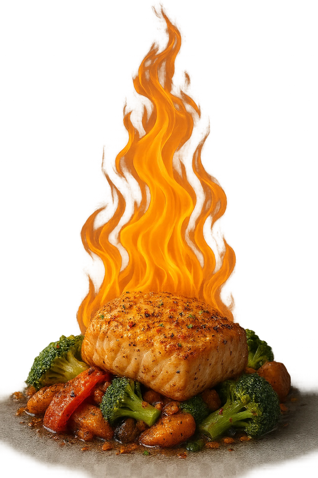 fiamma su cibo, metabolismo iperrealistico emoji