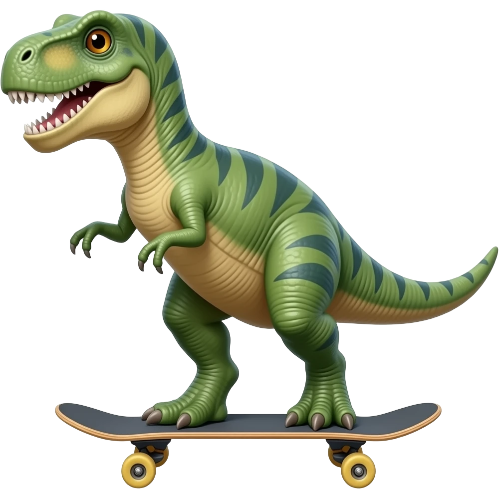 Dinosaur on a skateboard emoji