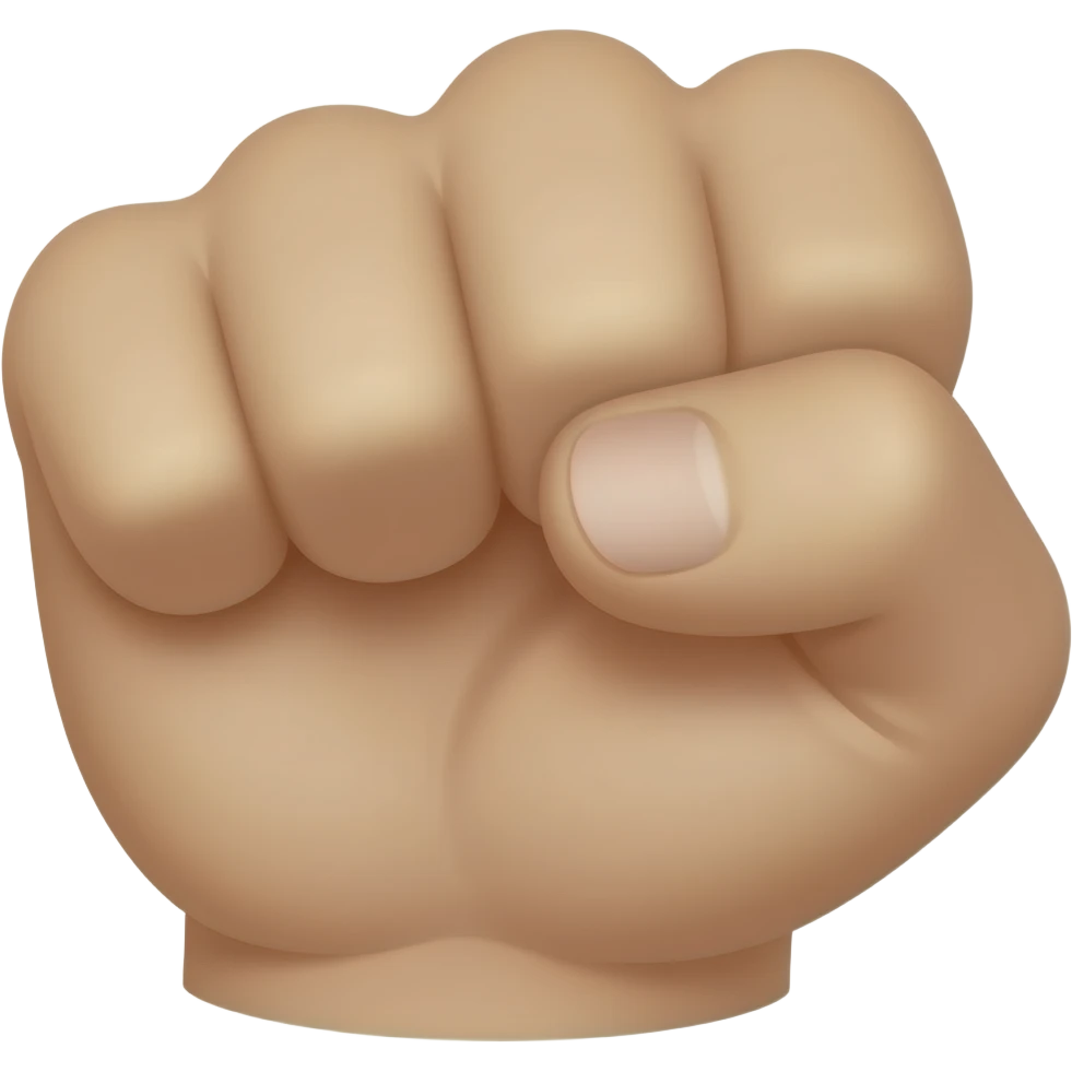 Parmaklar kapalı baş  parmak  , orta parmak ve işaret parmağın arasına gelecek şekilde kapalı olsun yumruk şekilnde emoji