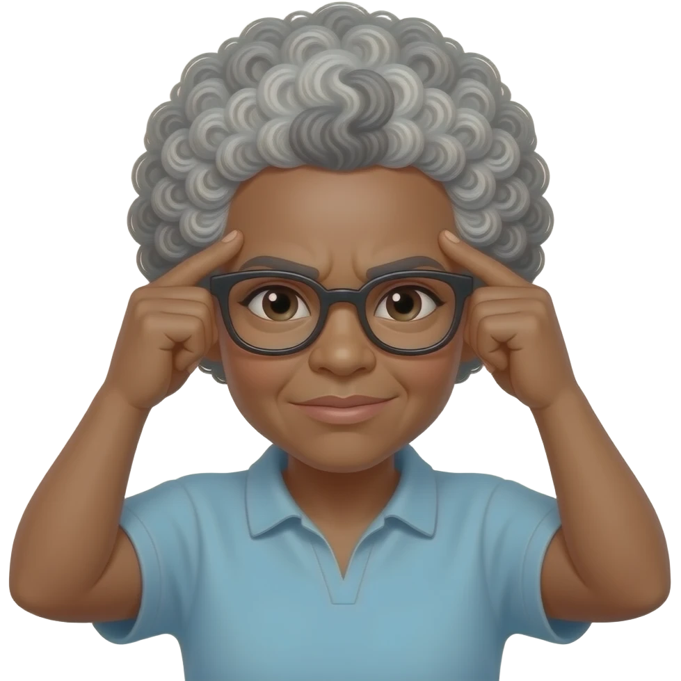 66 year old african american woman in glasses with close cut natural salt and pepper afro smacking forehead emoji