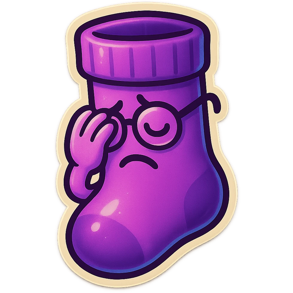 A purple sock with a facepalming gesture, wearing glasses, representing facepalm or exasperation. emoji