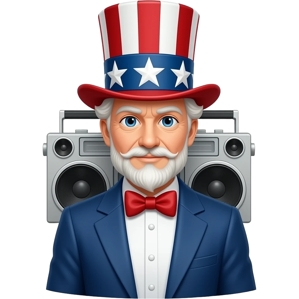Uncle same with a boombox emoji
