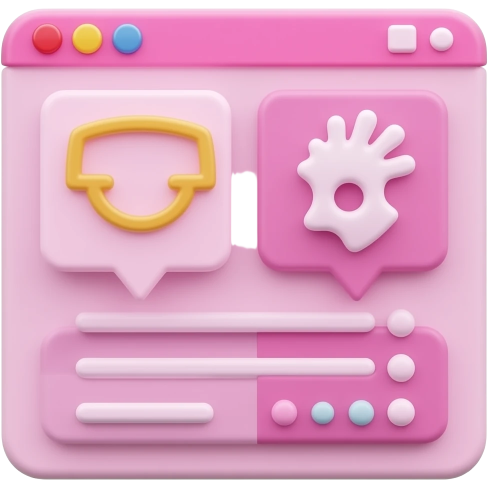 Pink color 2D render iPhone emoji png of a detailed Computer UI pop ups emoji
