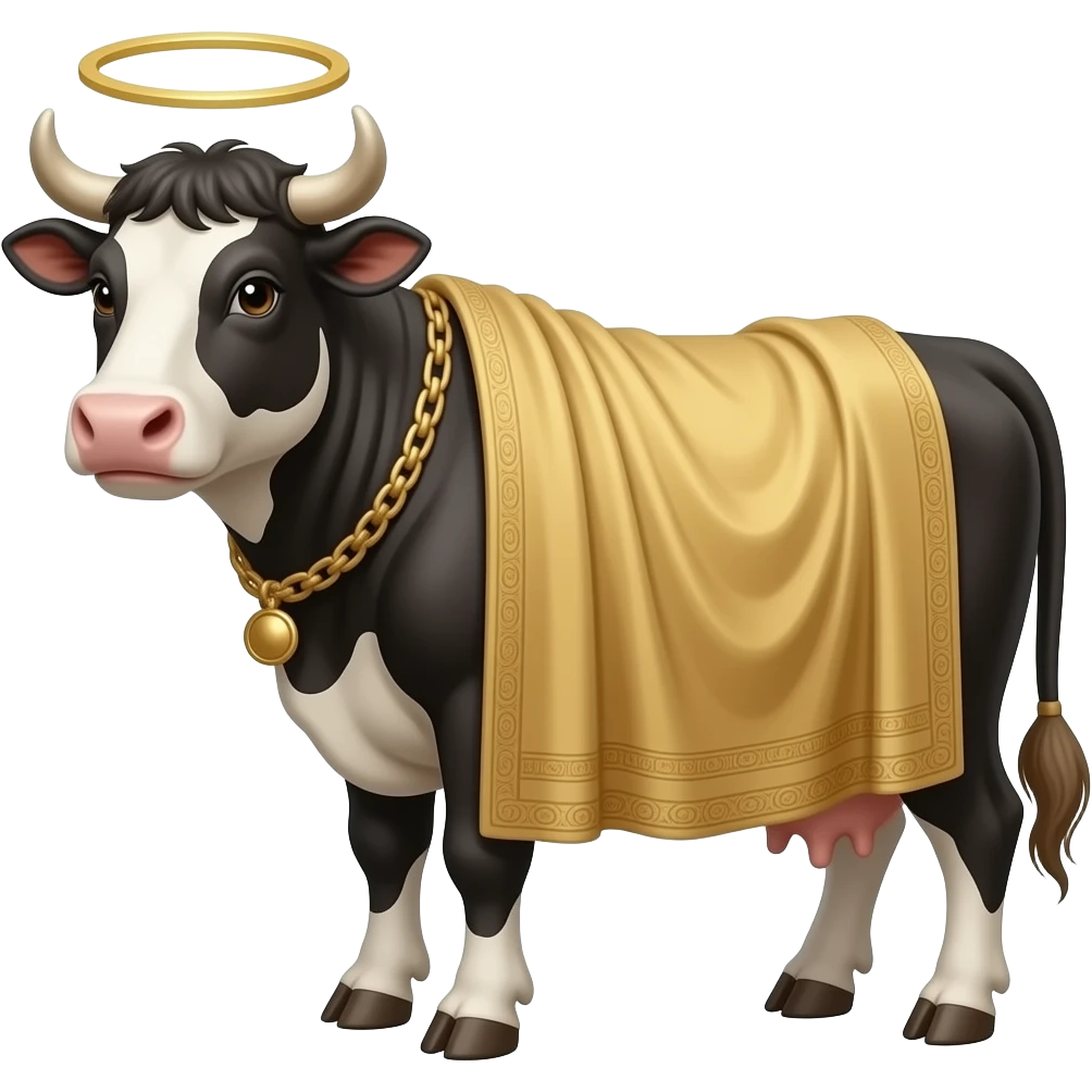 Cow in a toga with a halo emoji