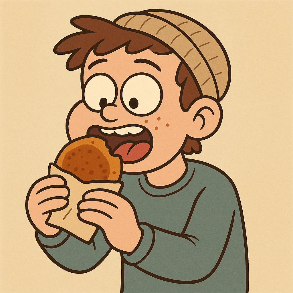 Hotteok a boy he's eating Hotteok emoji