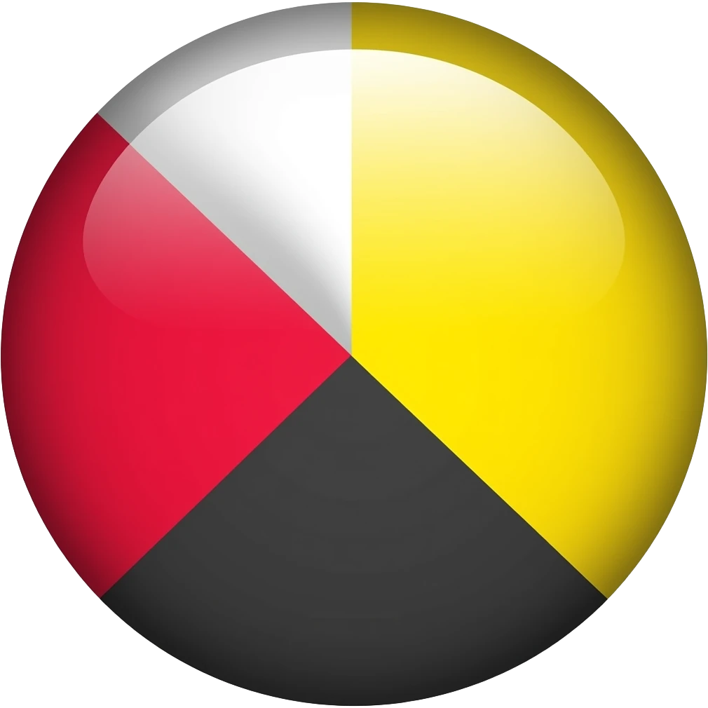 circle broke into 4 pie sections on right it should be yellow on left should be red on bottom should be black on top should be white emoji