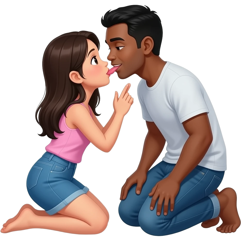 Pinay girl kneeling and sucking a black guy emoji