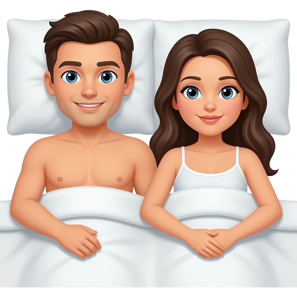 Naked  Couple in bed without sheets emoji