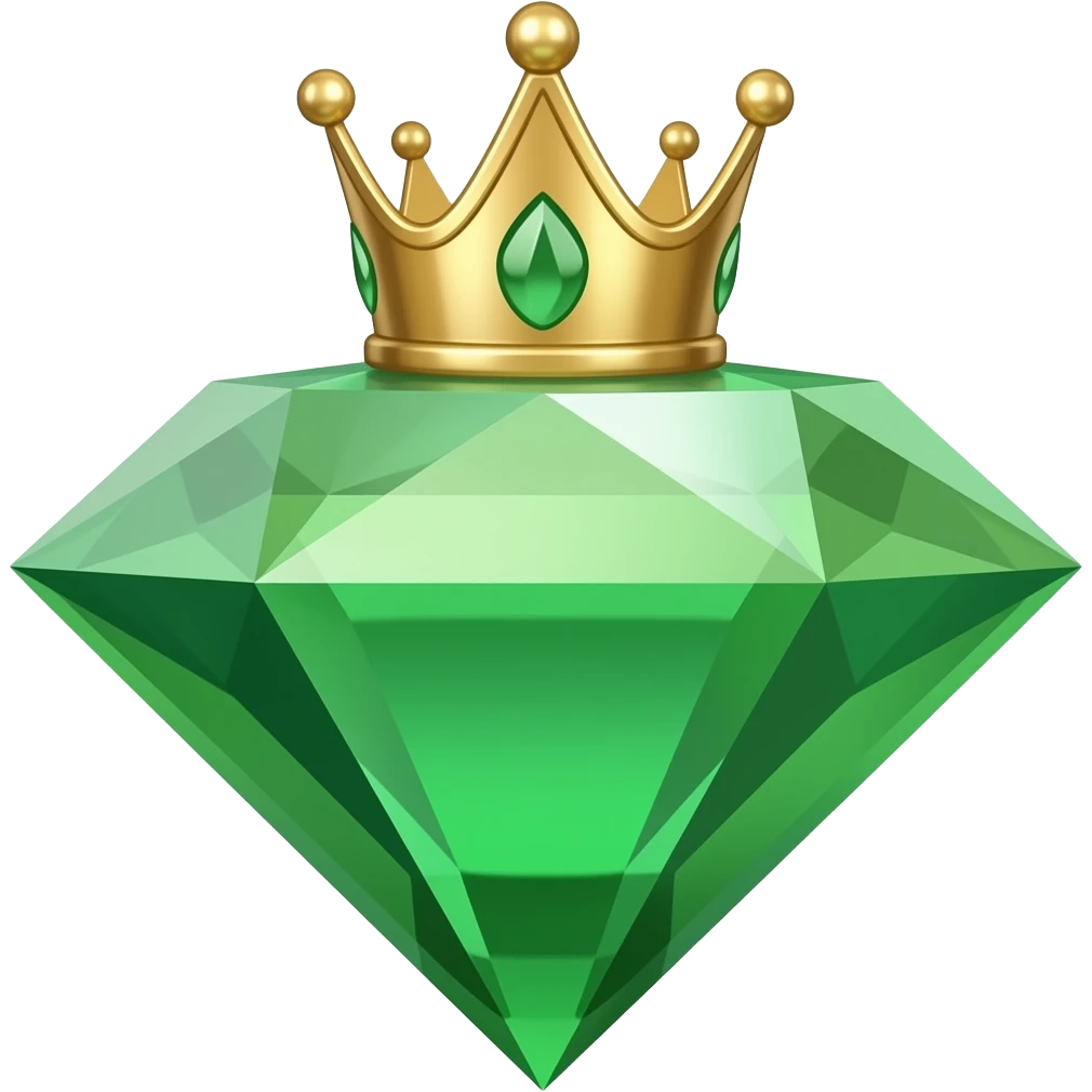 asme un diamante en forma de corona de color jade emoji