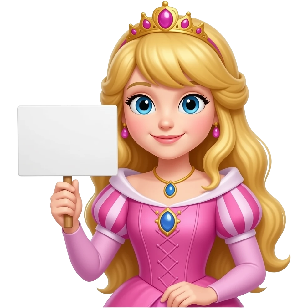 принцеса тримає білу табличку в правій руці emoji