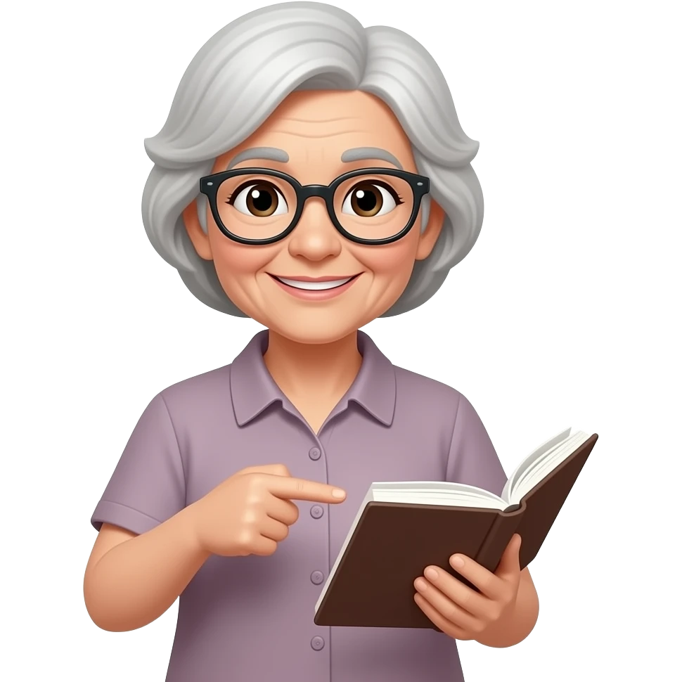 old grandma showing Notebook emoji