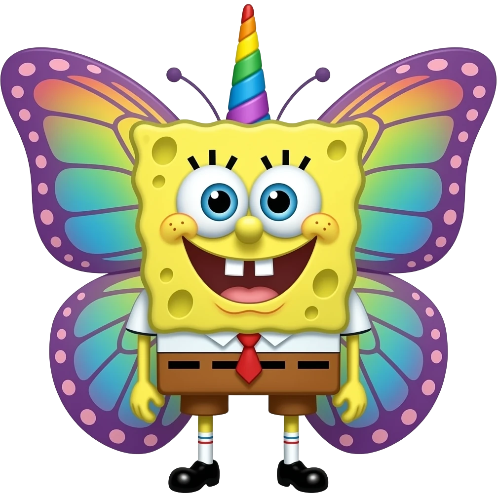 SpongeBob with Rainbow Butterfly Unicorn Kitty emoji