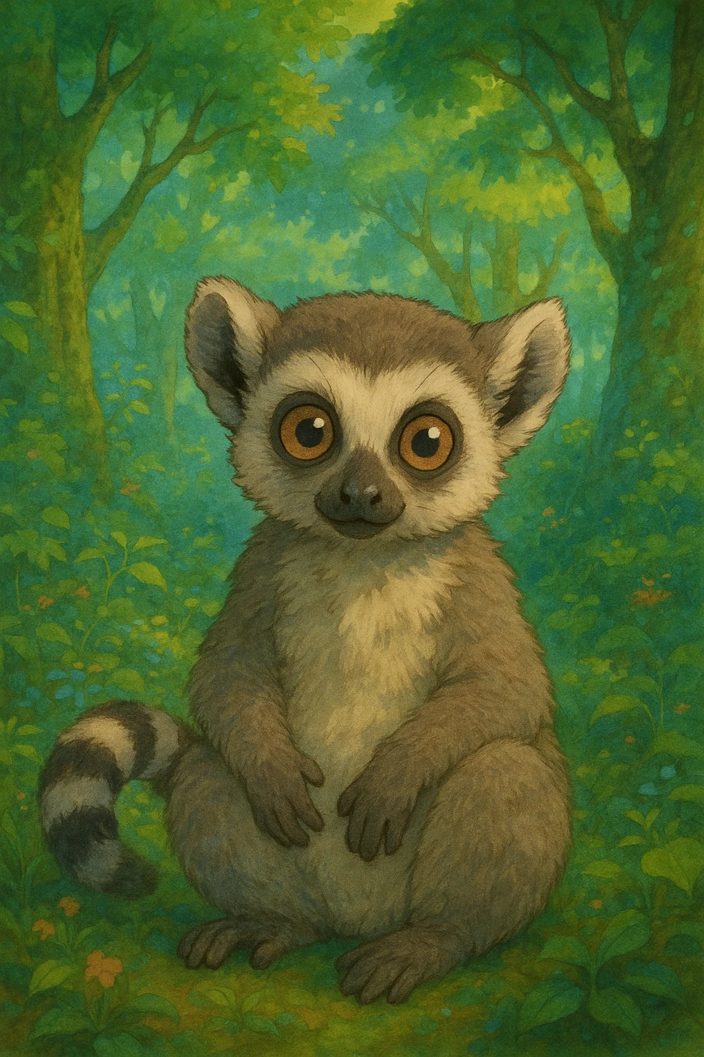 lemur, ghibli style emoji