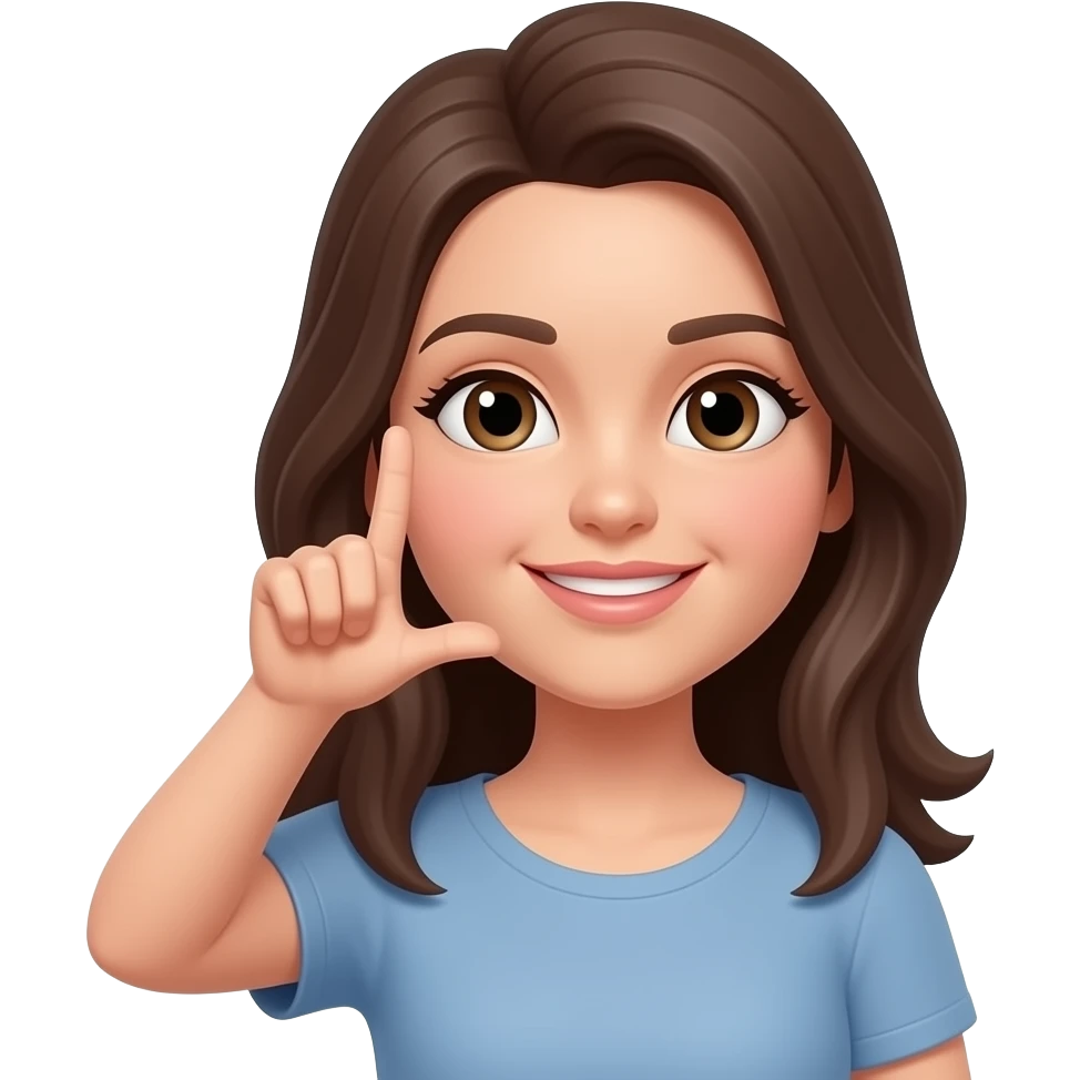 Woman holding their hand in front of their face making an L sign emoji