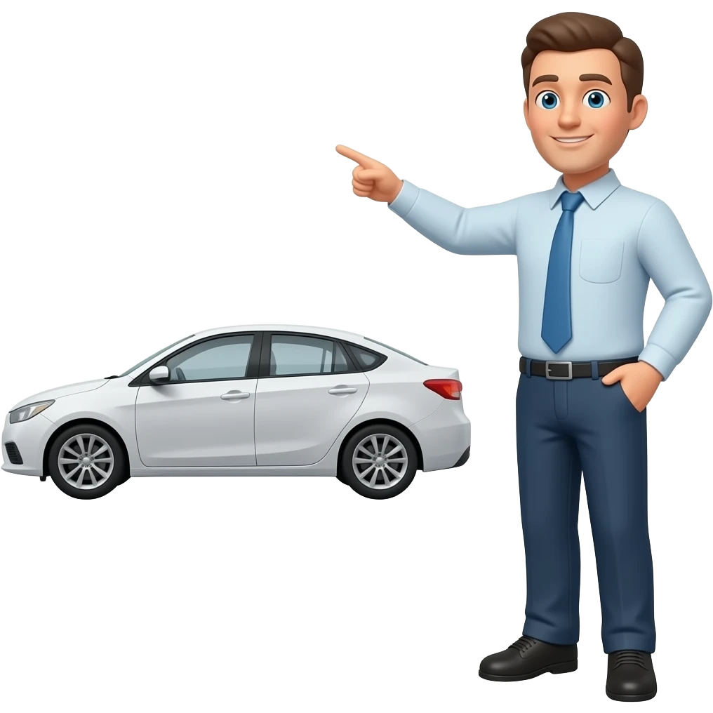 It creates an image of a man standing in the distance pointing towards a car that is really  far emoji