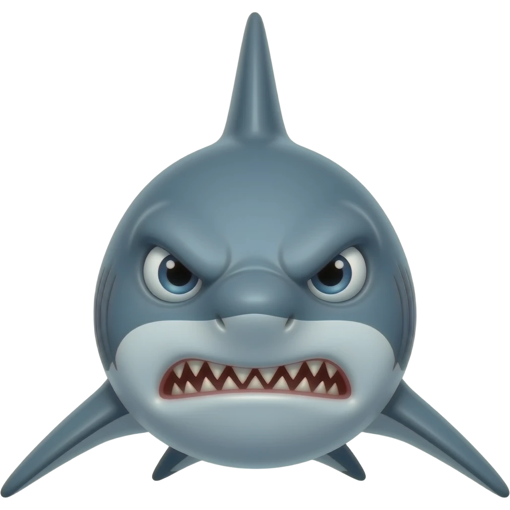 Tubarao agressivo,de frente ,n tao animado emoji