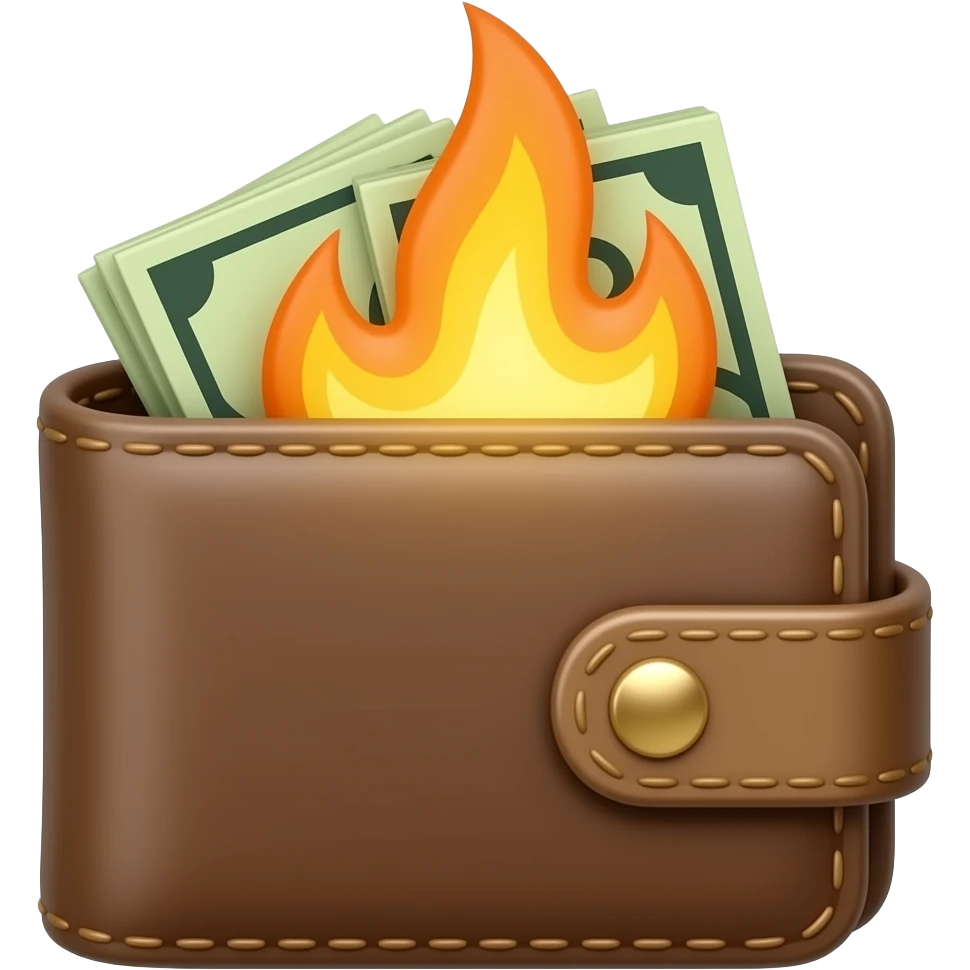 burning money wallet iOS emoji style realistic flame emoji