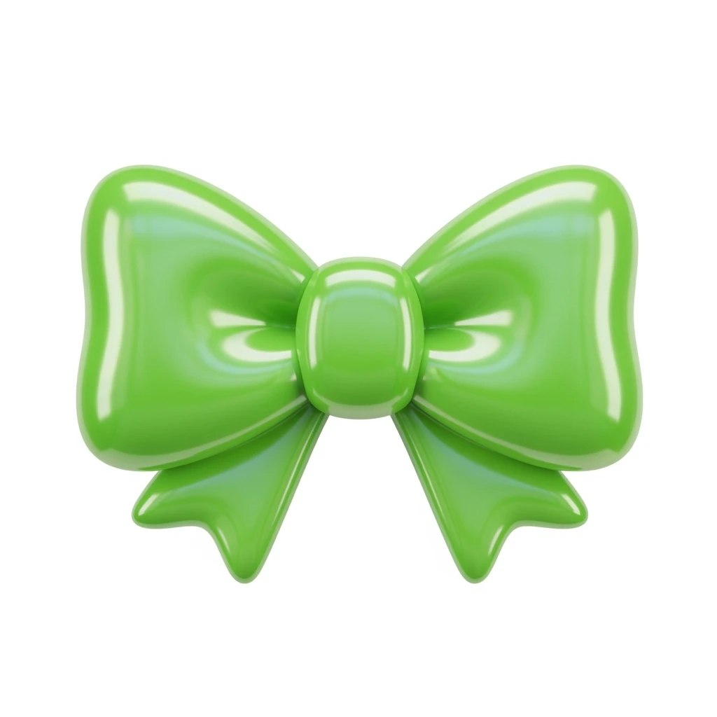 cute and shiny green bow emoji emoji