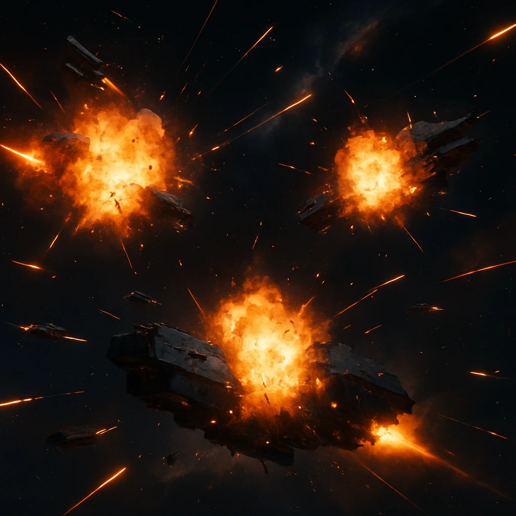 explostions of ships in a space battle emoji