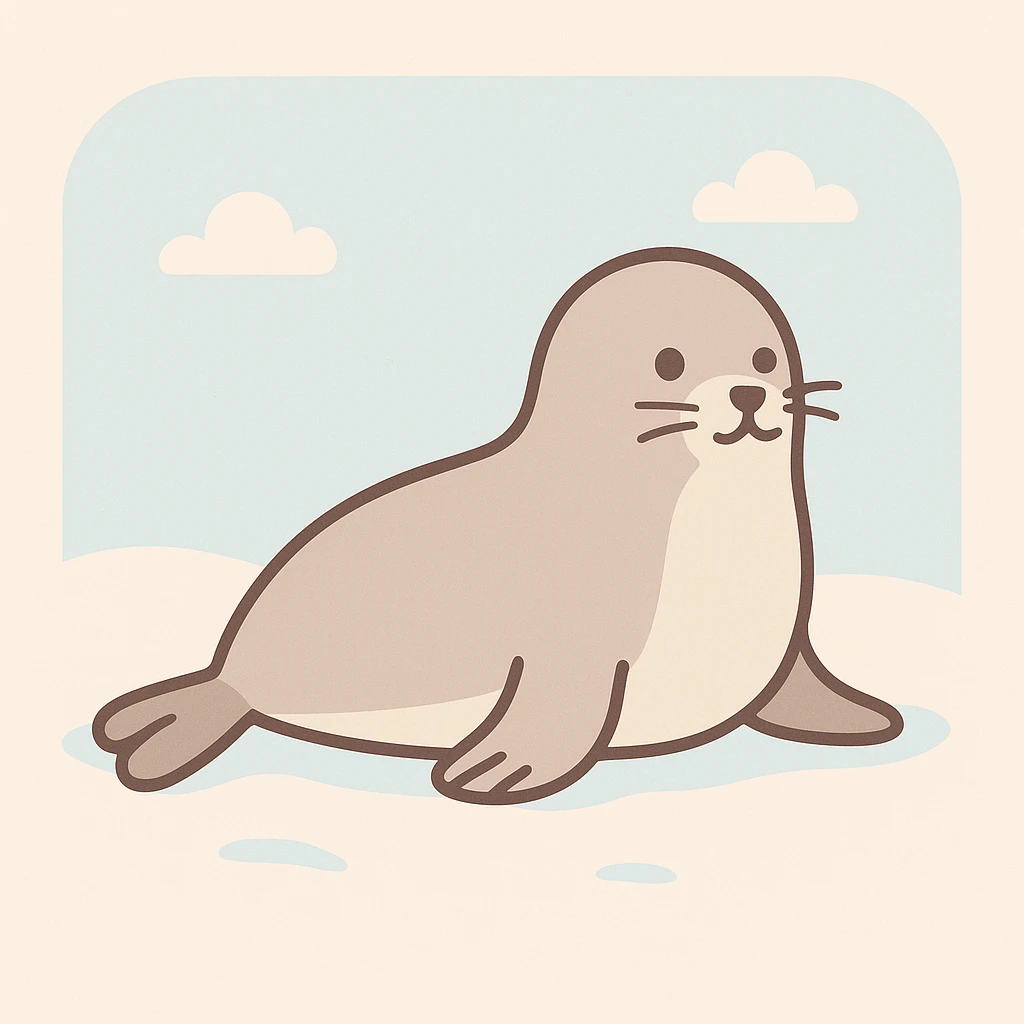 Flat design style seal in the snow emoji