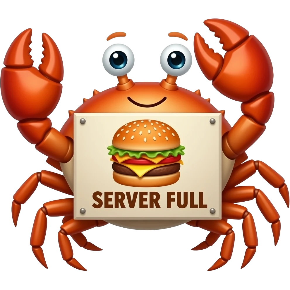 Crabs holding a sign saying Burger Server emoji