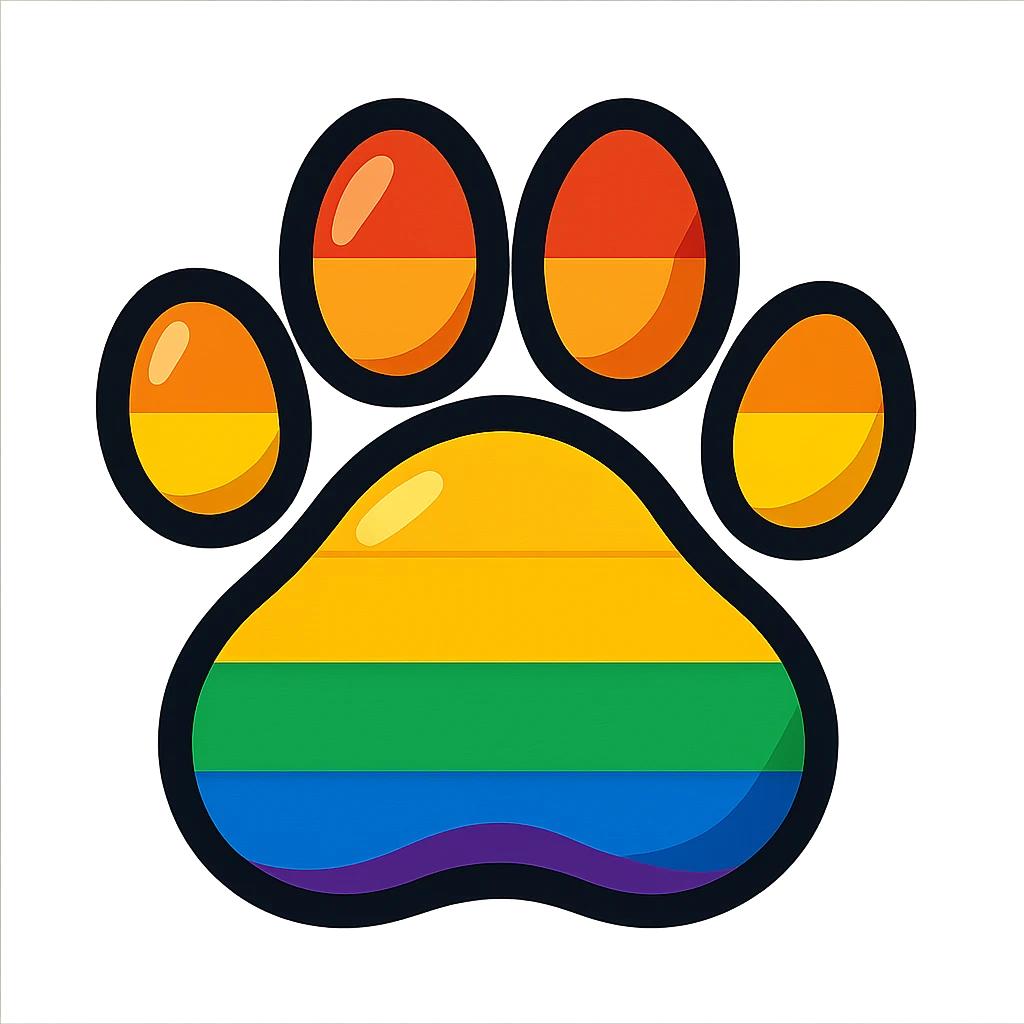 paw print with a rainbow flag pattern, vibrant, no text emoji