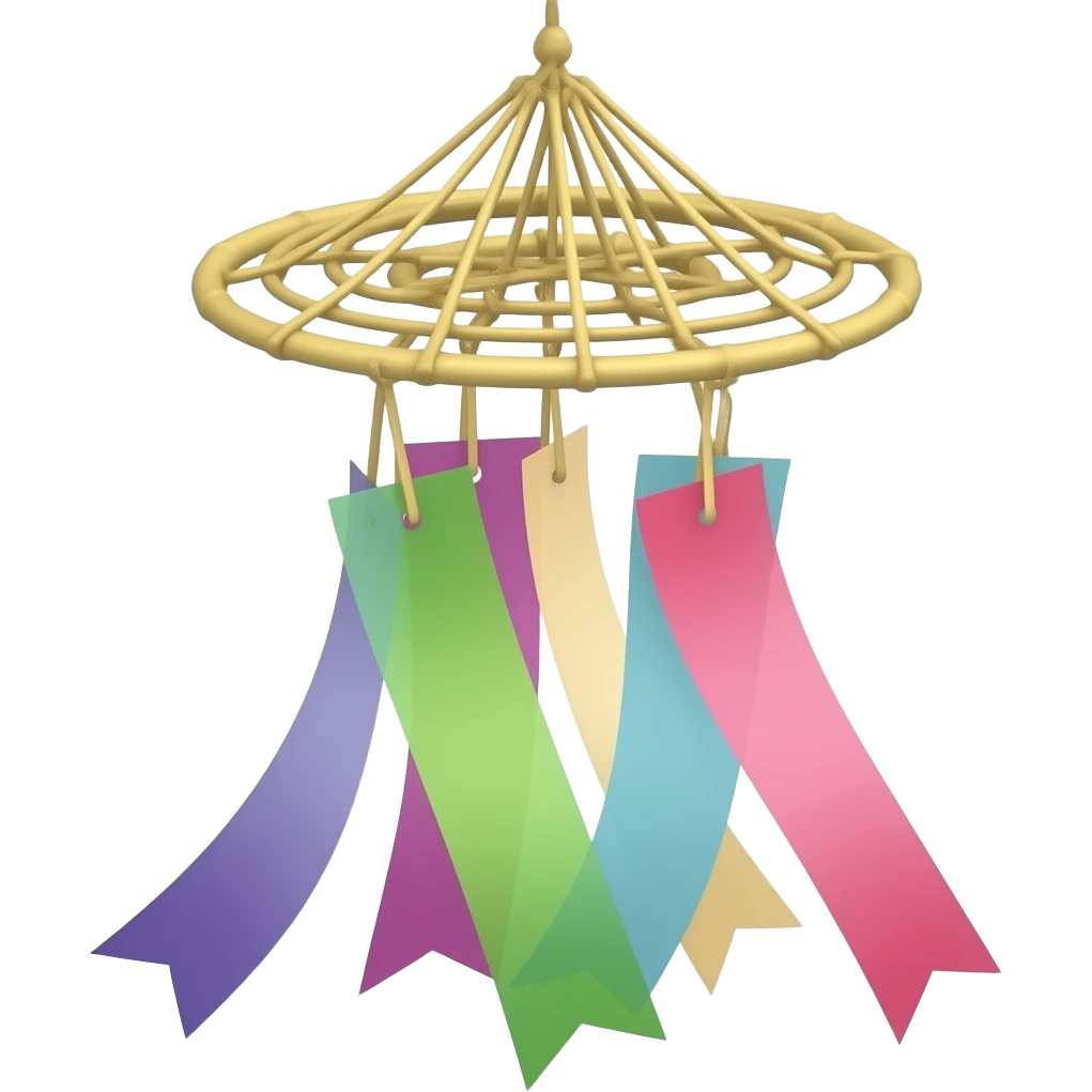 Wind chimes japan furin with paper emoji