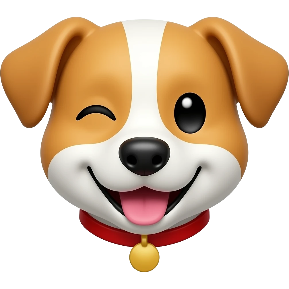 head of a happy dog ​​with a winking eye emoji