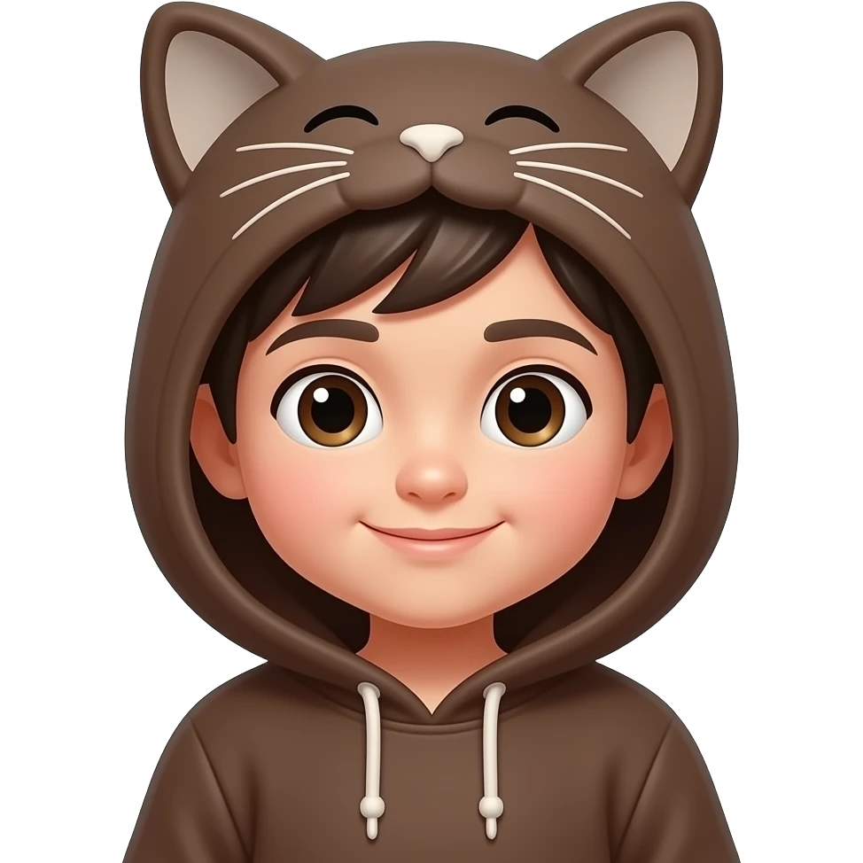 kid in brown cat hoodie emoji