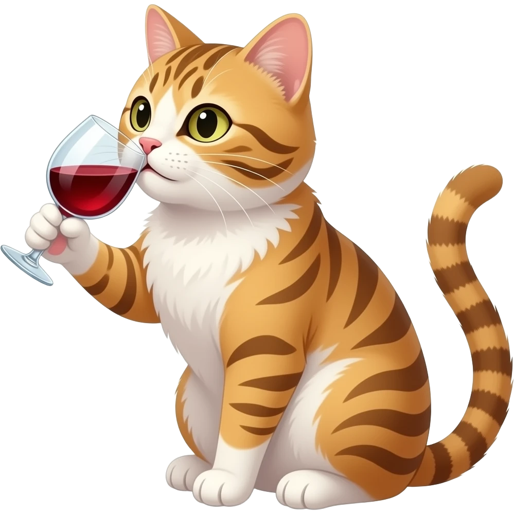 make a cat drinking a glass of red wine emoji