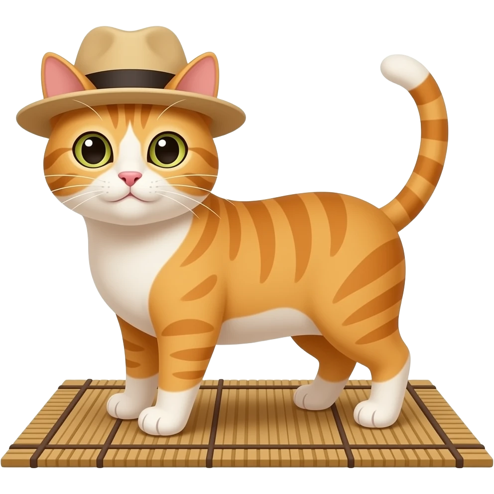 Cat on a mat with a hat emoji