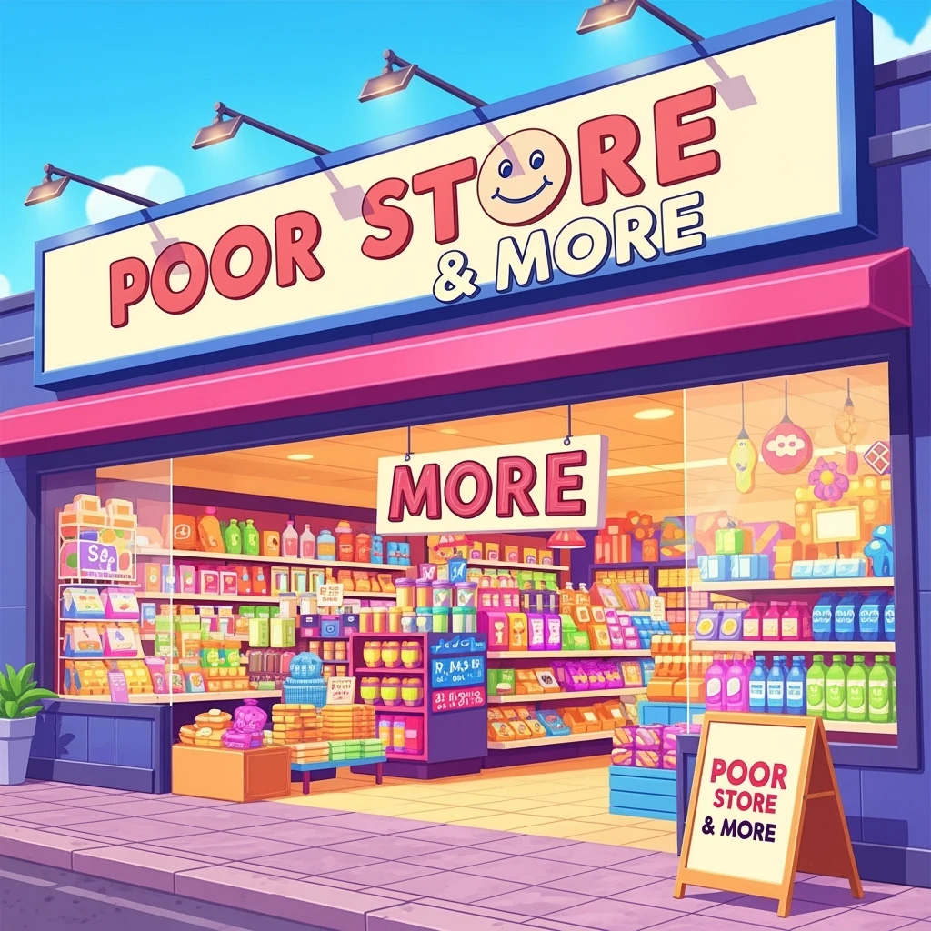Convince store named Poor Store & More emoji