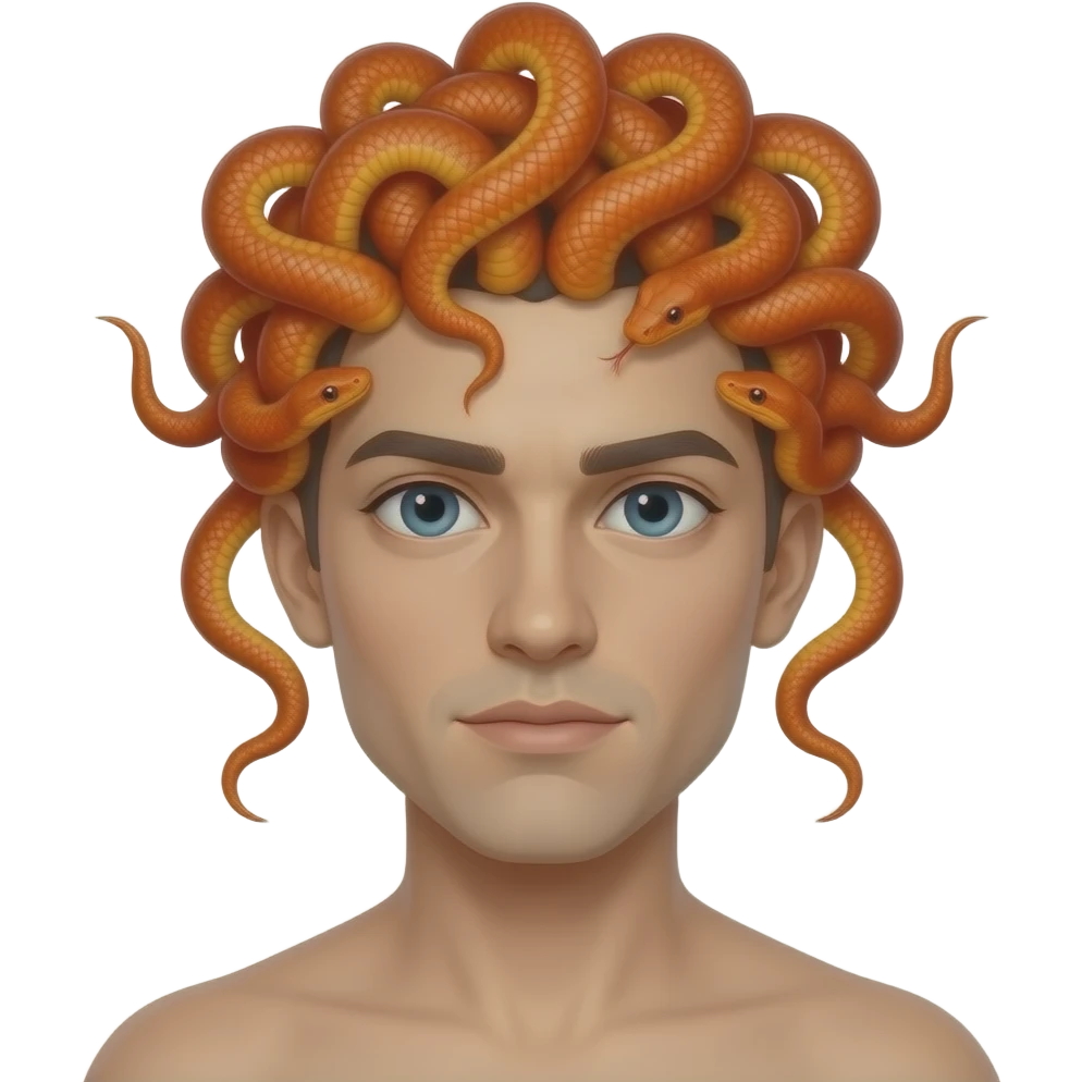 male medusa with orange snakes and no facial hair emoji
